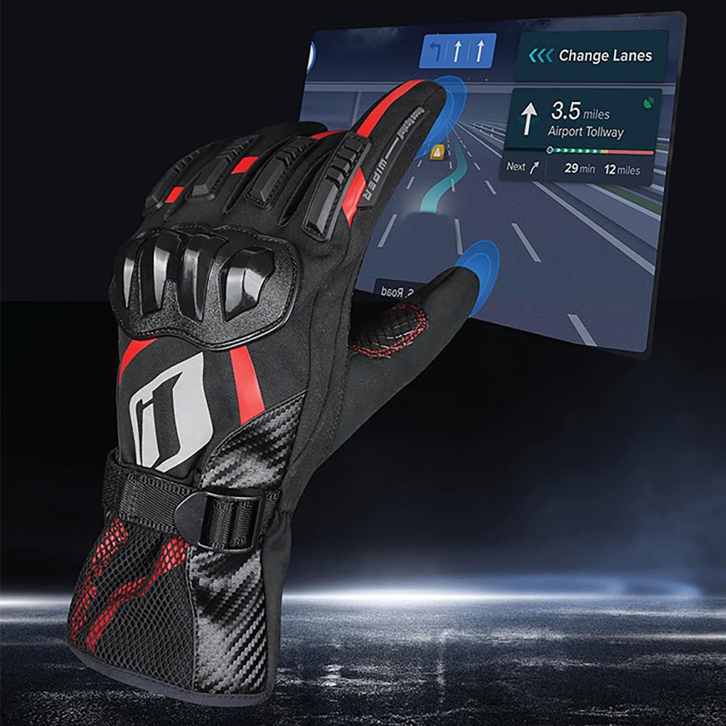 Motorcycle Gloves, Waterproof, Touch Screen, Men's Winter Gloves, ATV, UTV, Snowmobile, Skiing, Riding