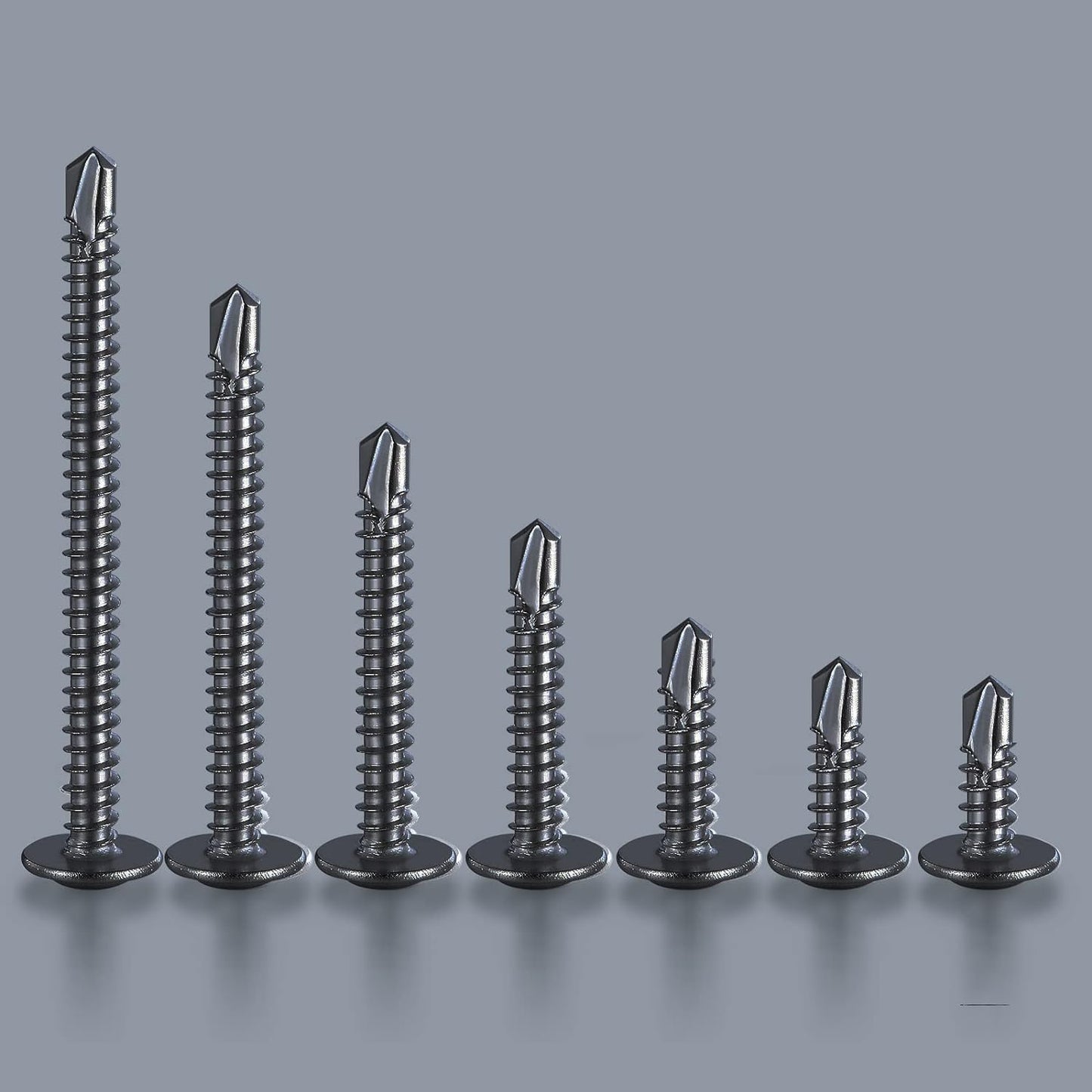 (200Pcs)#8×1” for Sheet Metal Self-Tapping Screws 410 Black Stainless Steel Truss Head High-Strength Quick Tapping