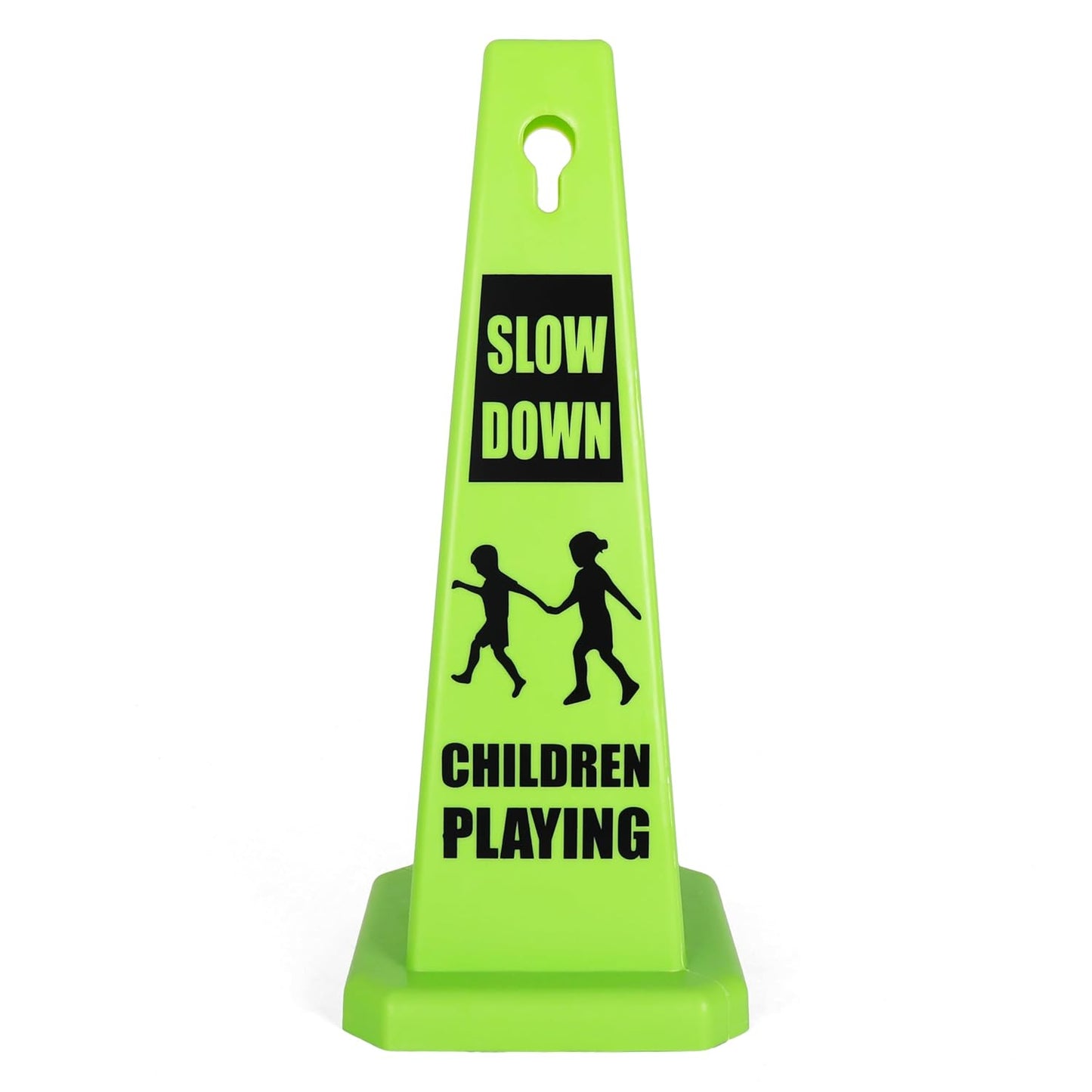 Imperial Standard Children Playing Cone - Children at Play Sign - Four-Sided Slow Down Kids Cones - Child at Play Signs - Drive Slow/Kid Alert Sign (4 Pack - Green)