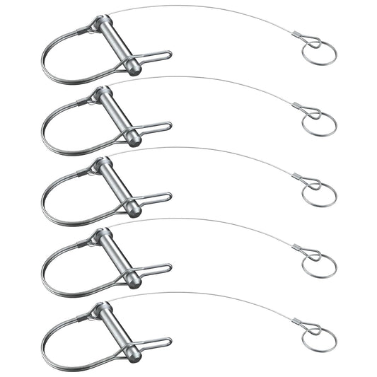 Trailer Coupler Pin 5/16" x 2-3/4"(Wx L) Trailer Pins Prevents Loss with Plastic Coating Tether（11-1/2"） Quick Release Ring Hitch Pin for Farm Trailers Trailer Towing Lawn 5Pcs