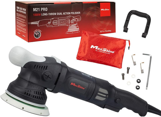 Maxshine Pro DA Polisher M21 Pro | 21mm Throw, 6" Backing Plate, 1000W, Black | Variable Speed, Ergonomic Grip, Low Vibration | Auto Detailing Buffer for Paint Correction