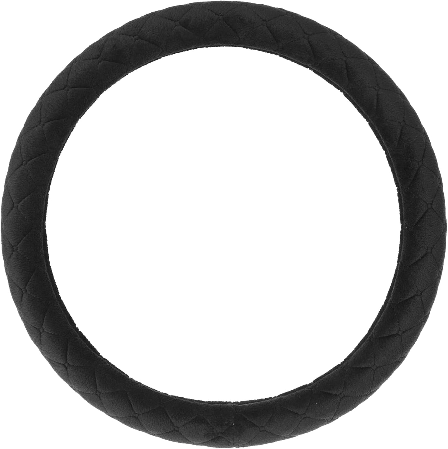 Soft Car Steering Wheel Cover for Sedan, SUV, Warm Luxury Velvet, Odorless, Universal, Anti Slip, Summer Winter, Black, Large Size[15" 1/2-16"](39-41cm)