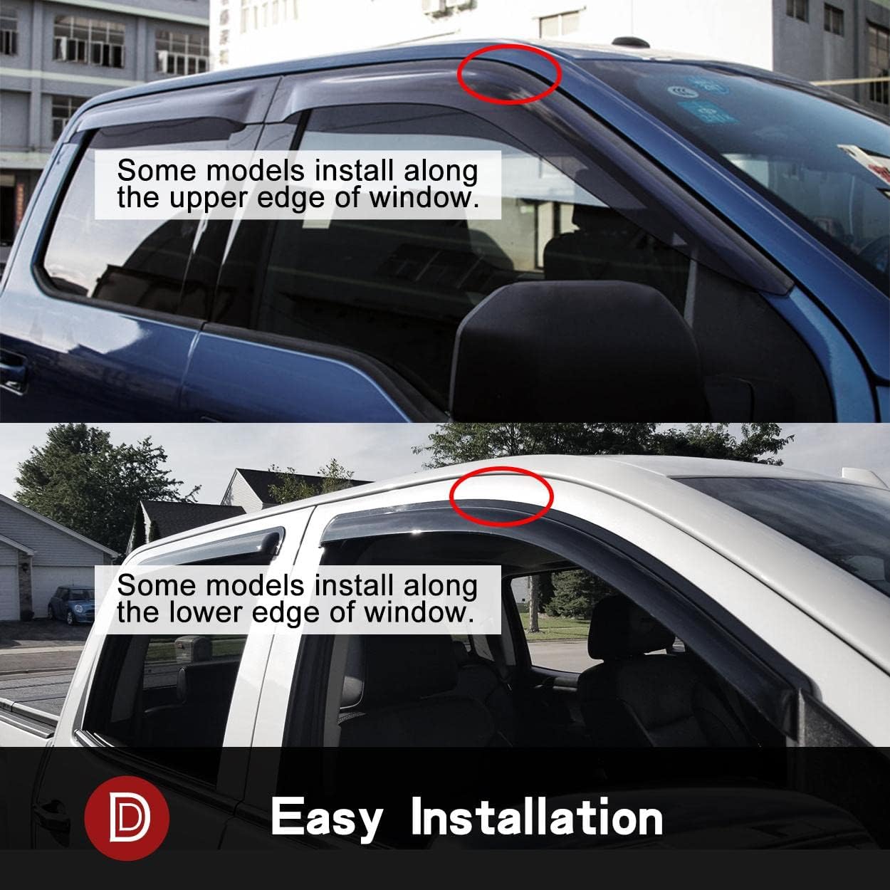 94076 Side Window Wind Deflector,4pcs Outside Mount Style Shade Sun Rain Guards Set,Dark Smoke Window Visors fit for 2009-2013 Nissan Rogue,2014-2015 Rogue Select