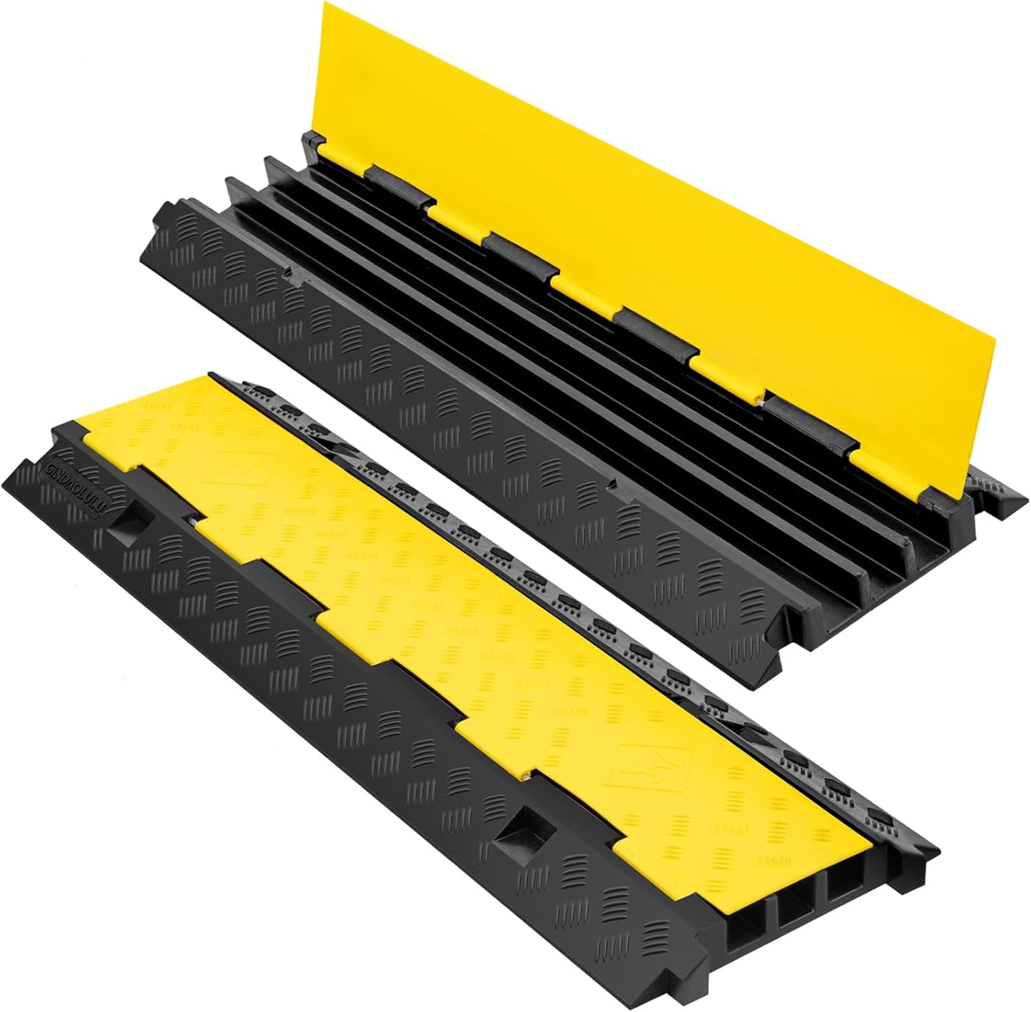 3 Channel 2 Pack Cable Protector Ramp Traffic Wire and Hose Ramp Cord Cover Heavy Duty Channels 44,000 lbs Load Capacity Cable Wire Ramps Speed Bump Driveway Cable Protective Cover