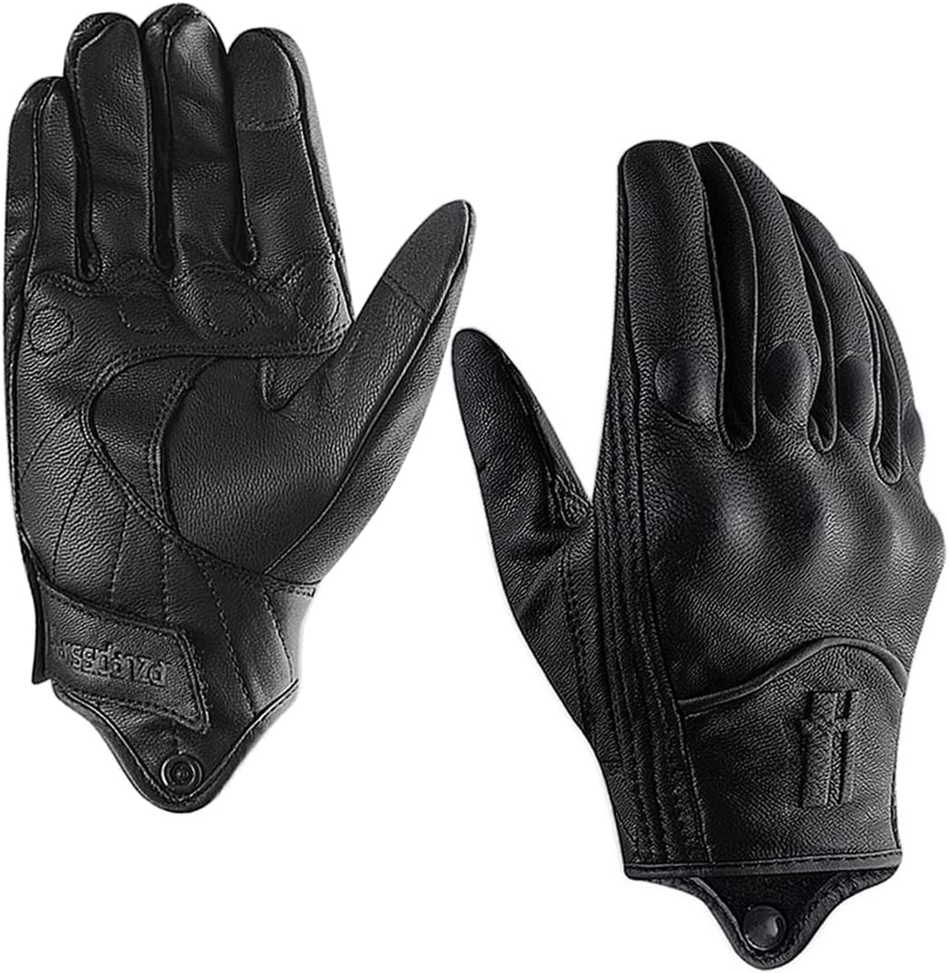 Harssidanzar Women's Motorcycle Gloves,Leather Motorcycle Gloves, Motorbike Gloves, Road Racing, Cycling, Climbing, Powersports Gloves Touchscreen GL016