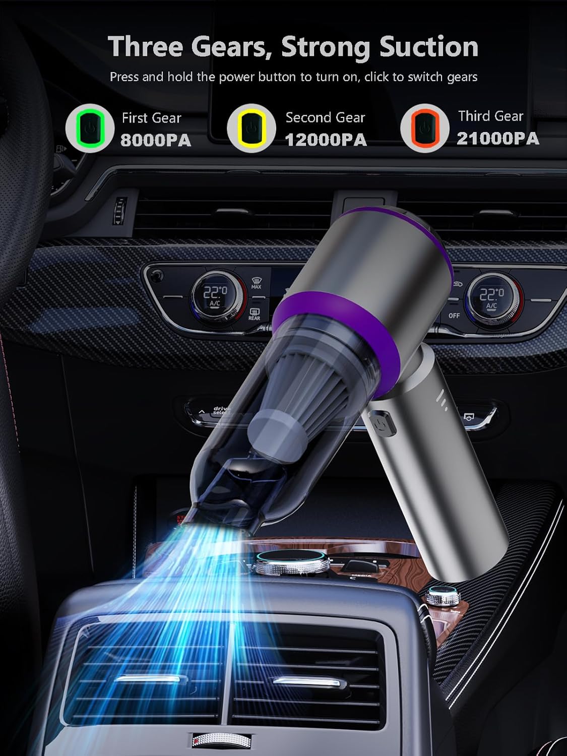 Vacuum/Air Duster 80,000RPM Super Power Mini Car Vacuum Cleaner 4-in-1 air Blower Gun Air Duster & Air Blower & Pump Hand Electric air Duster Handheld dust Blower Blower Cordless (Purple)