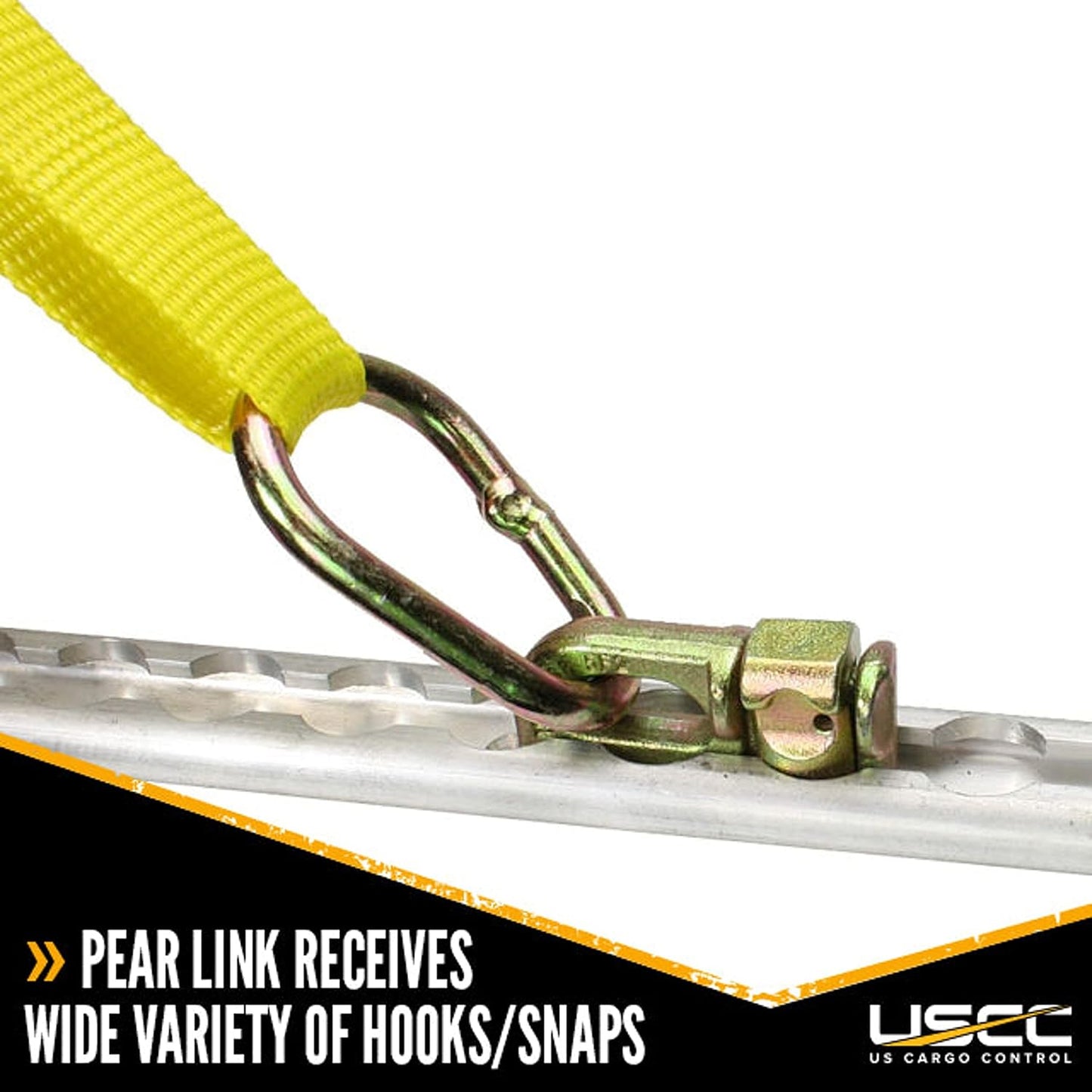 US Cargo Control Double Stud L Track Fittings with Pear Link (4,000-Pack), 5,000 Pounds Break Strength, Use with L Track Rails in Truck Bed or Trailer, Automatic Locking with Spring Release