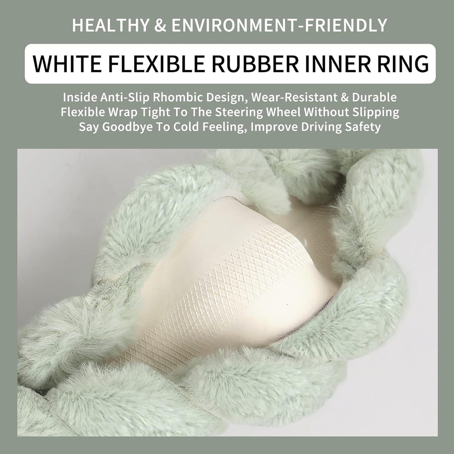 Luxury Fluffy Winter Car Steering Wheel Cover for Women Soft Warm Cute Auto Handle Cover for Jeep, Truck, Van, F150, Fuzzy, Anti Slip, Black, Large Size, 15.2-16in