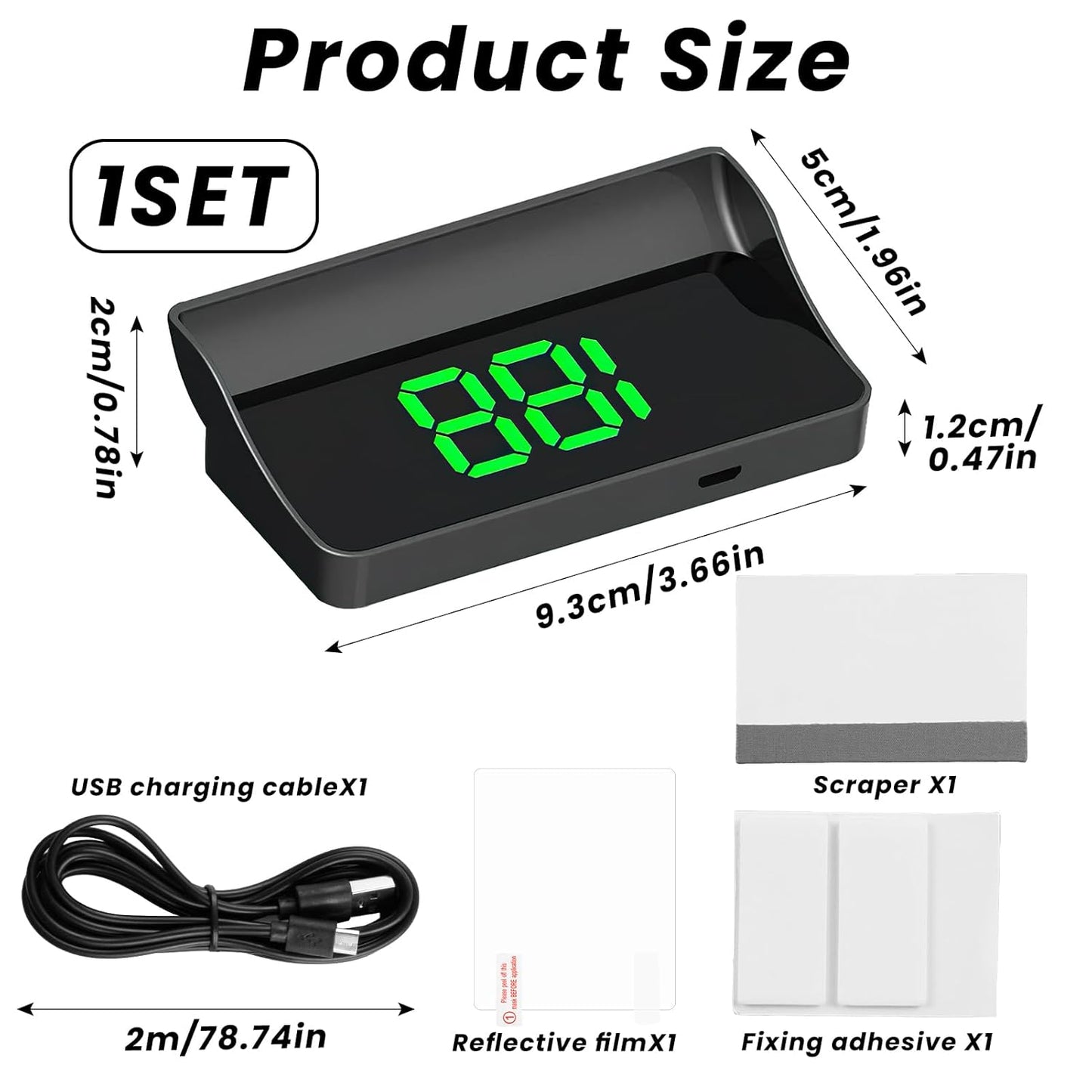 GPS Digital Speedometer for Car MPH, Universal HUD Speed Meter with LED Large Font, Plug Play for Car Truck Motor SUV Golf Cart All Vehicles (HUD Speedometer (Green Display))