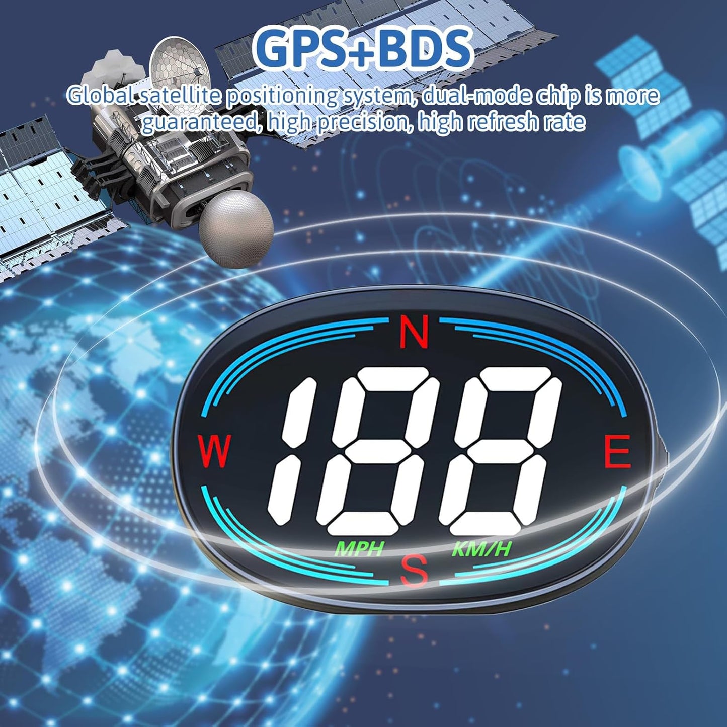 GPS Digital Speedometer for Car MPH, Universal HUD Speed Meter with LED Large Font Head Up Display Car Accessories with USB Cable Plug Play for Truck Motor SUV Golf Cart All Vehicles (H2 Speedometer)