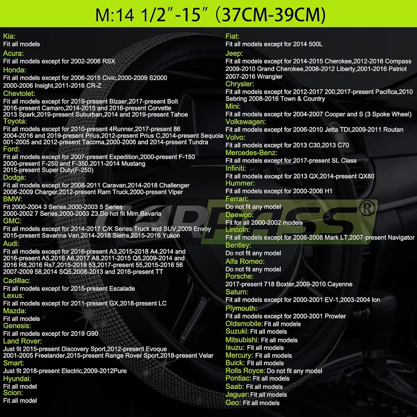 CAR PASS Rhombus Leather Universal Steering Wheel Cover, Fit for Suvs,Trucks,Cars,Sedans,Vans (Black&Burgundy)