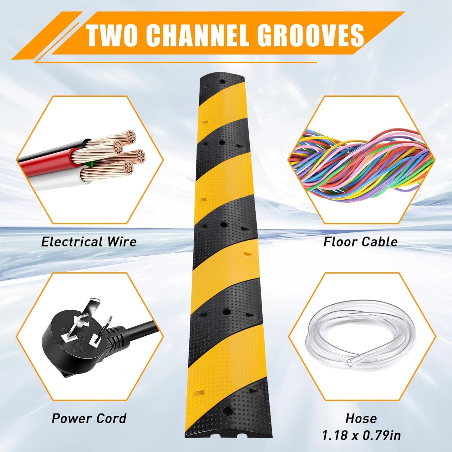 Rengue 39.3" Rubber Speed Bump, Pack of 2 Total 78.6'' Heavy Duty, Humps Rated 66000 LBS Load Capacity, Speed Humps with 6 Bolt Spikes Anchors for Asphalt Concrete Gravel Driveway