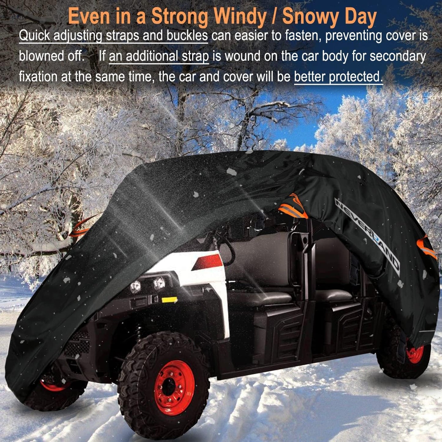 NEVERLAND UTV Cover Heavy Duty Ranger Cover Waterproof 2-3 Seater/4-6 Seater Side by Side Covers 4 Door All Weather Storage with Reflective Strip Compatible with Polaris RZR General Can-Am Yamaha SxS
