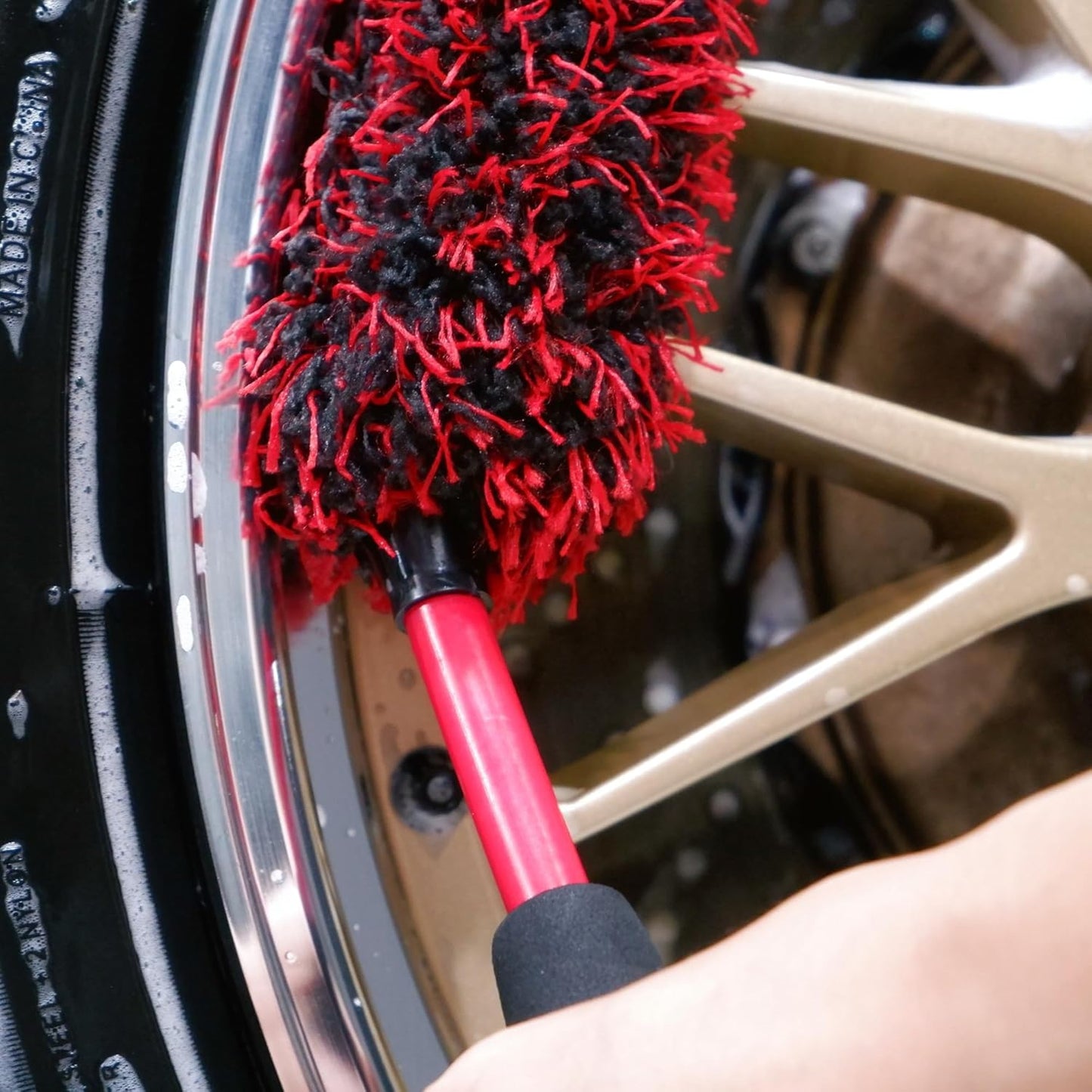 Angled Wheel Brush Kit 3 Pack- Angled Microfiber Wheel Brush, Wheel Barrel Brush, Detailing Brush Scratch Free Calipers Woolies Spoke Brush Cleans Brake Dust from Barrels& Hard to Reach Areas