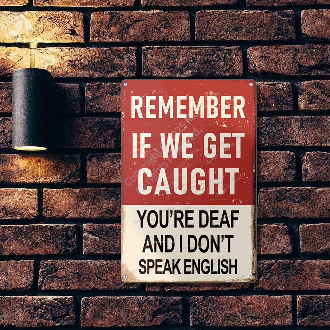 "Remember If We Get Caught" Funny Bar Sign or Man Cave Decor | 12x8″ Durable Vintage Metal Beer Signs Wall Decorations for Home Bar/Basement/Garage/Mancave, 2354